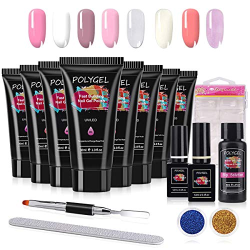 Gel per Unghie Ricostruzione Kit, Mysweety 8 Colorati Poly professionale...