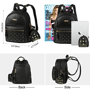 Vbiger Zaino Donna Pelle Zainetto Casual Nero