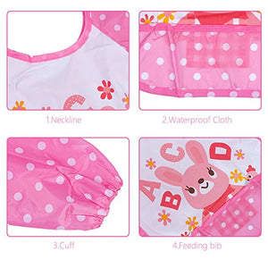 Lictin Set di 6 bib bavaglini manica lunga impermeabile con Multicolore - Ilgrandebazar