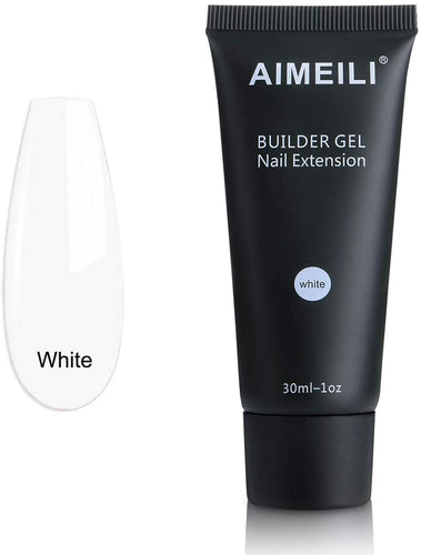 AIMEILI Unghie Finte Fingers Kit Gel Poliuretano Per Unghie Gel Ricostruzione Unghie Allungamento Rapido Del Dito di Costruzione Strumento di Potenziamento - Bianco (30ml 1oz)