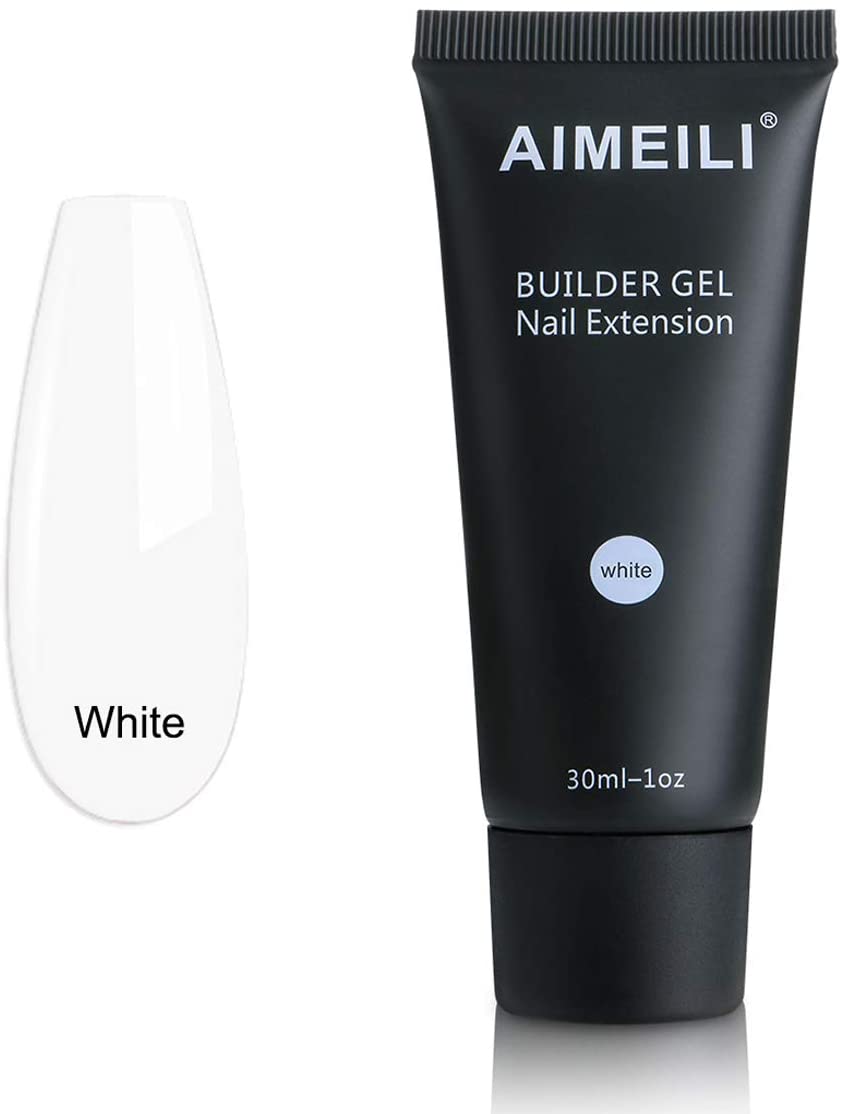 AIMEILI Unghie Finte Fingers Kit Gel Poliuretano Per Unghie Gel Ricostruzione Unghie Allungamento Rapido Del Dito di Costruzione Strumento di Potenziamento - Bianco (30ml 1oz)