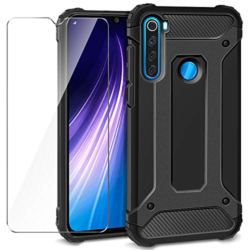 AROYI Cover Xiaomi Redmi Note 8 + Pellicola Protettiva in Vetro Nero - Ilgrandebazar