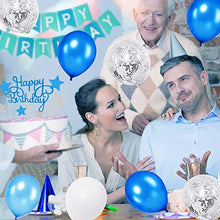 Carica l'immagine nel visualizzatore di Gallery, Palloncini Compleanno Ragazzo, TOLOYE Decorazioni Compleanno, Happy Birthday Banner, Blu Palloncini con Coriandoli con Lettere,Tovaglia per Ragazzo, Baby Shower,Compleanno, Decorazioni per Feste