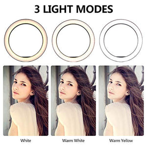 UFLIZOGH Luce ad Anello Led Dimmerabile 10" con Stativo Treppiede per Selfie...