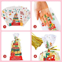 Carica l&#39;immagine nel visualizzatore di Gallery, Sacchetti Trasparenti per Confezioni 100pcs, Buste Biscotti Natale Sacchettini Alimentari Natalizi, Bustine Trasparenti Cellophane Piccole per Regali Caramelle, Sacchetto Natalizio Plastica Cravatte