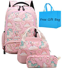 Carica l&#39;immagine nel visualizzatore di Gallery, Zaino Unicorno Zaini Ragazza Bambina Backpack Set per la Scuola 1-rosa