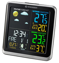 Carica l'immagine nel visualizzatore di Gallery, Bresser ClimaTemp TB 7007201 Stazione meteo wireless con sensore da esterno, stazione meteo con display a cristalli liquidi a cristalli liquidi LCD a colori e due sveglie, nero grigio
