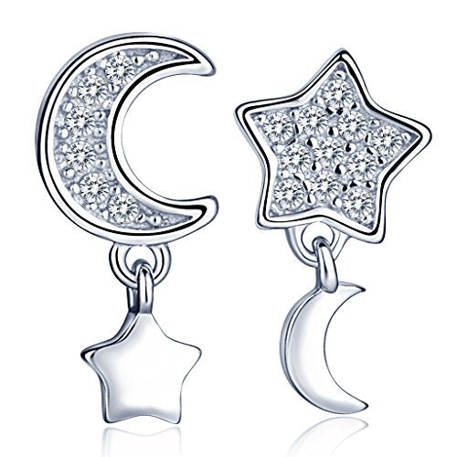 Infinite U, eleganti orecchini a forma di stella e luna, in argento Sterling... - Ilgrandebazar