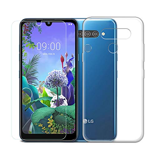 SCDMY per LG Q60 Cover + Vetro Temperato, Trasparente Morbida Custodia, Clear - Ilgrandebazar