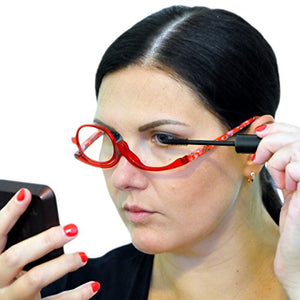 Occhiali per il Make up con Lente Reversibile| Occhiale Diottrie +4.0, Rosso - Ilgrandebazar