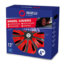 Carica l'immagine nel visualizzatore di Gallery, SPARCO SP 1375BKRDC Set copricerchi Sicilia 13 pollici nero/rosso/carbonio
