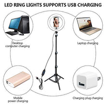 Carica l&#39;immagine nel visualizzatore di Gallery, UFLIZOGH Luce ad Anello Led Dimmerabile 10&quot; con Stativo Treppiede per Selfie...
