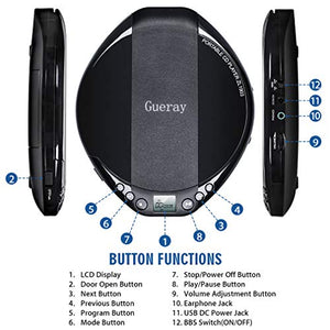 Gueray Lettore CD Portatili con Cuffia HiFi Portatile