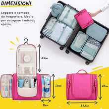 Carica l&#39;immagine nel visualizzatore di Gallery, Beauty Case da Viaggio Uomo Donna 16 Scomparti Borsa Da Toilette Grande Rosa