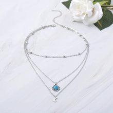 Carica l'immagine nel visualizzatore di Gallery, Collana da donna multistrato con pendente Jovono Bohemia con pendente con collana in pietra di luna e pietre blu per donna