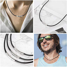 Carica l&#39;immagine nel visualizzatore di Gallery, Tagaremuser 3 Collane in pelle, 3 mm, nero, ecopelle, con chiusura in... - Ilgrandebazar