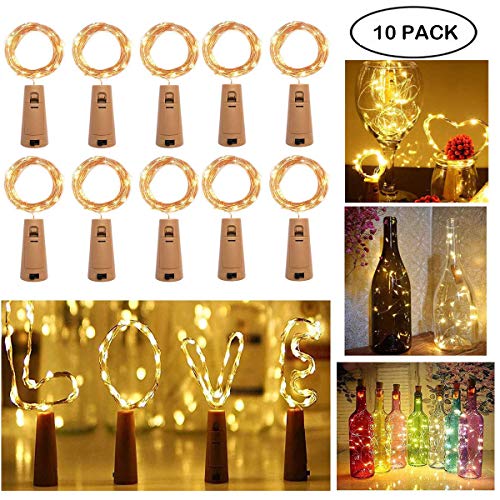 [10 Pezzi] Luci per Bottiglia Natalizie, Yompz 2M 20 LED di 10 Pezzi