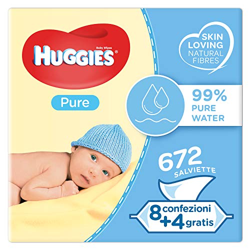 Huggies Pure Salviette Umidificate per Bambini, 12 Pacchi da 56 Pezzi