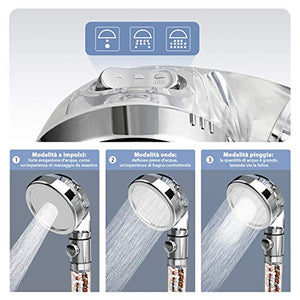 Rovtop Soffione Doccia Anticalcare Alta Pressione - Universale 3 Mode...