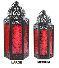 Carica l'immagine nel visualizzatore di Gallery, Lanterne in stile marocchino, metallo, Red, medium Tabella - Medio, Rosso - Ilgrandebazar