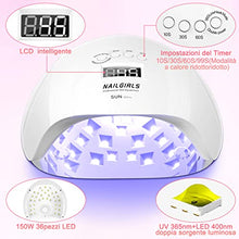 Carica l&#39;immagine nel visualizzatore di Gallery, Nailgirls Lampade UV Per Unghie, 150W Portatile Asciuga Smalto Fornetto per Manicure/Pedicure,Sensore Di Avvio Automatico LED UV,4 Modalità Timer,Display LCD