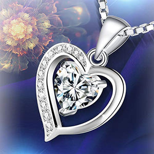 Amilril Collana con Ciondolo Cuore Donna, Argento Sterling 925 5A... - Ilgrandebazar