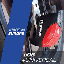 Carica l&#39;immagine nel visualizzatore di Gallery, Radikal RK9 Antifurto Blocca Disco Allarme 120 db, ø 6 mm Universale Rosso