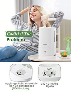 Homasy Umidificatore 4,5 L, Ultrasuoni a Riempimento Bianco