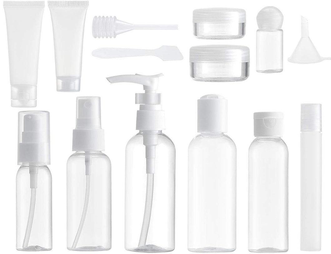 MYLL 14 Pezz Bottigliette da Viaggio Set per Aereo (Max.100ml), Bianca - Ilgrandebazar