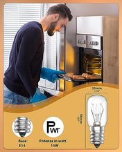 Carica l'immagine nel visualizzatore di Gallery, Bonlux Lampadina per Lampada di Sale Himalayano E14 15W Dimmerabile Lampadina Forno 300 Gradi Lampadine Piccole Attacco Piccolo per Frigorifero,Frigo,Cappa Aspirante,Microonde, Luce Bianca calda 2700K