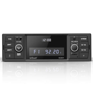 ieGeek K301 Car MP3 Player RDS Handsfree Car Radio Bluetooth 5.0, LCD  Calling 1 DIN Car Stereo with Clock, 4X60W FM Radio Car MP3 Player  RDS/MP3/FM/AM/SD/AUX/USB Wireless Remote Control, 30 Radio Stations