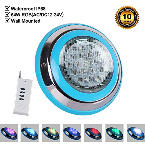Roleadro Luce LED Piscina 54W RGB Impermeabile IP68 con Wall Mounted 54w Rgb