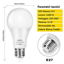 Carica l&#39;immagine nel visualizzatore di Gallery, ZIKEY Lampadina LED E27, 12W Equivalenti a 100W, A65 Luce Bianca Fredda - Ilgrandebazar