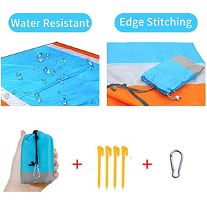 HISAYSY Coperta da Spiaggia, 210 x 200CM Picnic con Blu-arancione