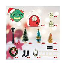 Carica l&#39;immagine nel visualizzatore di Gallery, Porta degli Elfi, 12 PCS Decorazioni Porta Elfo Natale, Miniature Casetta Elfo Natale in Legno, Porticina Elfo Luminosa di Notte, Porta dell Elfo di Natale con Pacco Regalo