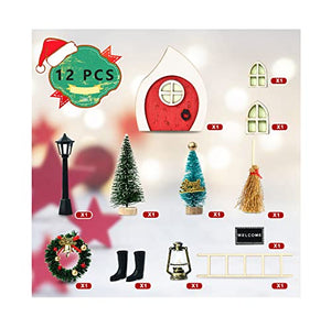 Porta degli Elfi, 12 PCS Decorazioni Porta Elfo Natale, Miniature Casetta Elfo Natale in Legno, Porticina Elfo Luminosa di Notte, Porta dell Elfo di Natale con Pacco Regalo
