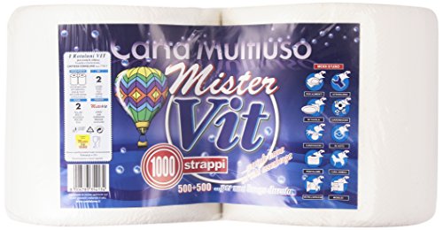 Vit - Mister, Carta Multiuso, 1000 strappi, 2 veli - 2 ROTOLI 500+500 strappi - Ilgrandebazar