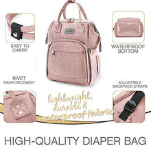 Carica l&#39;immagine nel visualizzatore di Gallery, Viedouce Borsa per Pannolini Zaino Fasciatoio, Mamma,Impermeabile Rosa