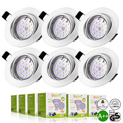 Bojim 6x Faretti LED da incasso per cartongesso GU10 Luce 6w Bianca Calda - Ilgrandebazar