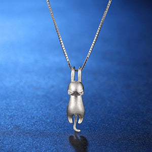 ANEWISH Donna Collana Gatto Pendente s925 Argento Sterling, 45cm - Ilgrandebazar