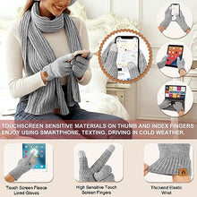 Carica l'immagine nel visualizzatore di Gallery, Niwicee Sciarpa Donna Invernale Cappelli Guanti Calze Set Guanti Touch Screen Invernali Winter Set Caldo Berretti Sciarpa Regalo Di Natale Plush Paraorecchie Per All'Aperto-Grigio-