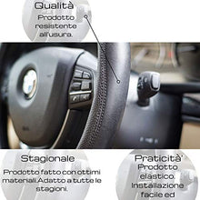 Carica l&#39;immagine nel visualizzatore di Gallery, Coprivolante Auto Universale Pelle - Copri Volante In Tessuto nero