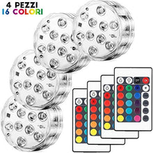 Carica l&#39;immagine nel visualizzatore di Gallery, Set di 4 Pezzi Luce a LED RGB Sommergibile Luci Multicolori impermeabili 4 X...