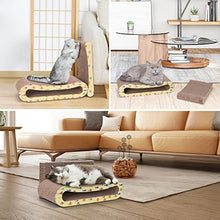 Carica l&#39;immagine nel visualizzatore di Gallery, Nobleza 2 in 1 Tiragraffi per Gatti Cartone con Erba gatta, Graffiatoio in Cartone Ondulato Reversibile per Proteggere Mobili
