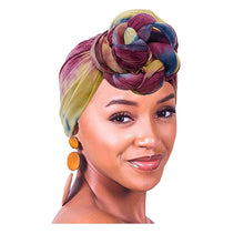 Carica l'immagine nel visualizzatore di Gallery, DRESHOW 5 Pezzi Donne Africana Turbante Sciarpa Avvolge Testa Boho Turbante Elastico Annodato Berretto Pre-annodato Berretto Chemio Cappello 1pcs (Navy Blue+burgundy)