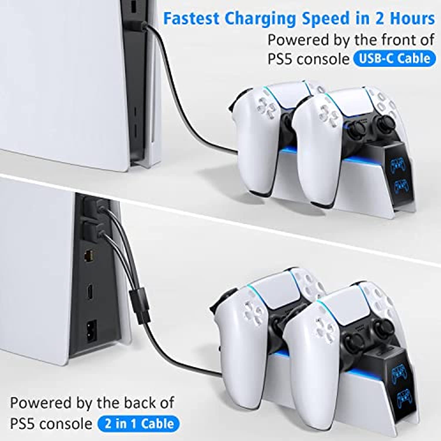 OIVO PS5 Stazione di ricarica, 2H Fast PS5 Controller Charger per Play –