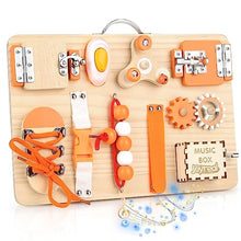 Carica l'immagine nel visualizzatore di Gallery, Joyreal Pannello Sensoriale Bambini Montessori - Busy Board Giochi Legno Montessori 1 2 3 Anni con Specchio Neonati Giocattoli Giochi Educativi Regalo per Bambini