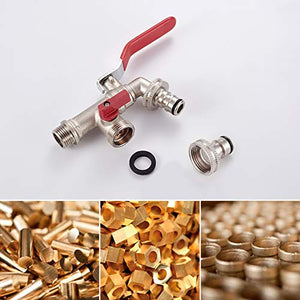 Ibergrif M22203 Rubinetto Giardino Doppio con Connettore, antigelo -10℃, alta Temperatura 120℃, centralina di irrigazione a 2 vie, Rubinetto esterno, ottone, ingresso acqua G1/2",Giardino,Lavatrice