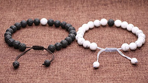 COAI Coppia Bracciali della Distanza per Lui e Per Lei, Alite, Pietra Lavica