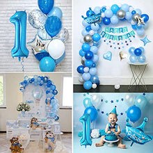 Carica l'immagine nel visualizzatore di Gallery, Palloncini Compleanno Ragazzo, TOLOYE Decorazioni Compleanno, Happy Birthday Banner, Blu Palloncini con Coriandoli con Lettere,Tovaglia per Ragazzo, Baby Shower,Compleanno, Decorazioni per Feste